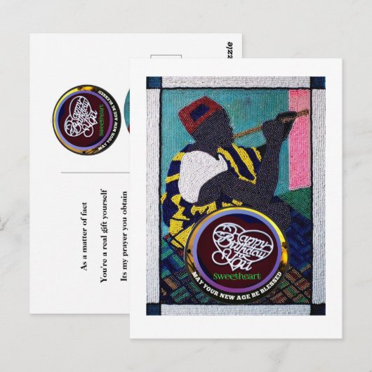 Kralenwerk&Handgezaagde figuren 13x18 cm verjaarda Briefkaart (Voorkant / Achterkant)