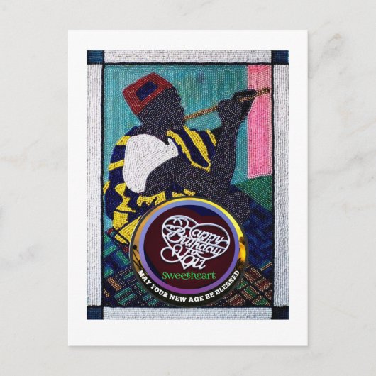 Kralenwerk&Handgezaagde figuren 13x18 cm verjaarda Briefkaart (Voorkant)