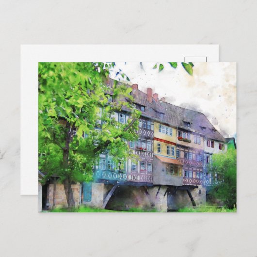 Krämerbrücke in Erfurt. Fachwerkhäuser auf Brücke Briefkaart (Voorkant / Achterkant)