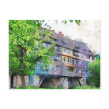 Krämerbrücke in Erfurt. Vakwerkhuizen op brug