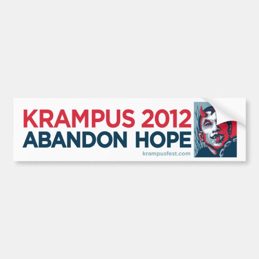 Krampus 2012 Abandon Hope Slogan Sticker (Voorkant)