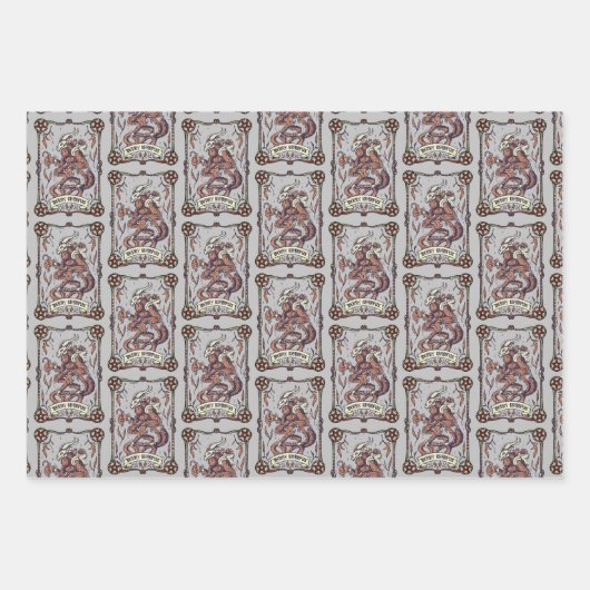 Krampus 3 Styles kerstfeestdag Inpakpapier Vel (Voorkant 2)