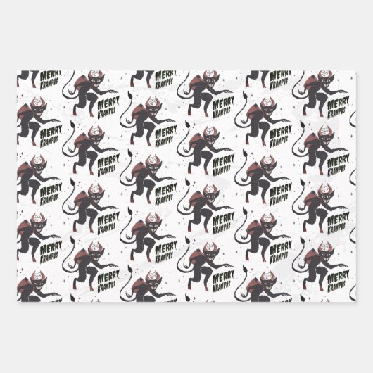 Krampus 3 Styles kerstfeestdag Inpakpapier Vel (Voorkant)