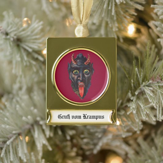 Krampus Banner Kerst Ornament Verguld Banner Ornament (Boom)