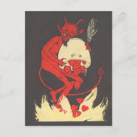 Krampus Brandende Harten Briefkaart (Voorkant)