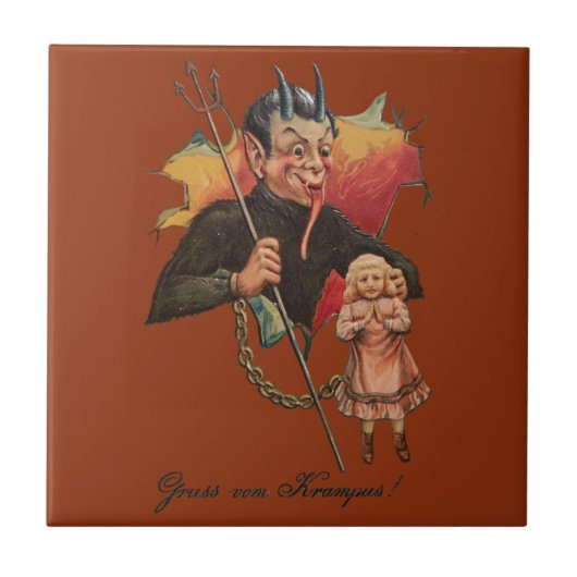Krampus Breaking Through Tegeltje (Voorkant)