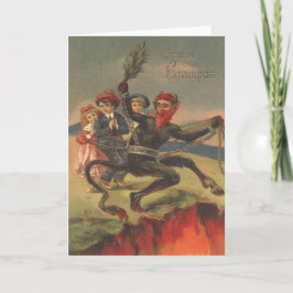 Krampus brengt slechte kinderen naar de hel feestdagen kaart