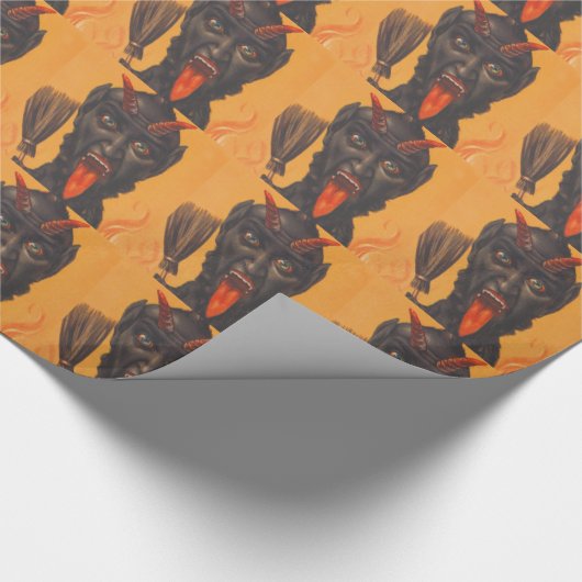 Krampus Broom Hell Fire Cadeaupapier (Hoek)