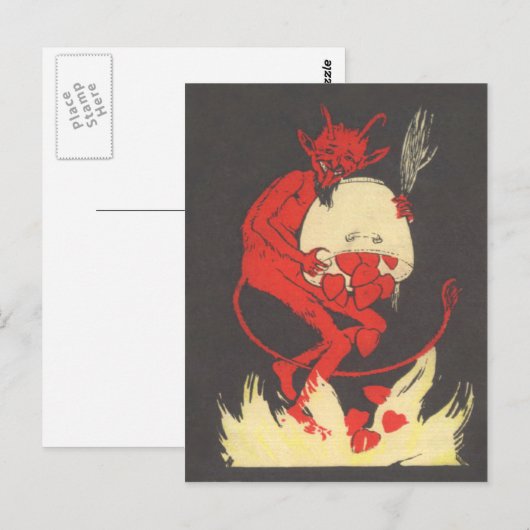 Krampus Burning Hearts Briefkaart (Voorkant / Achterkant)