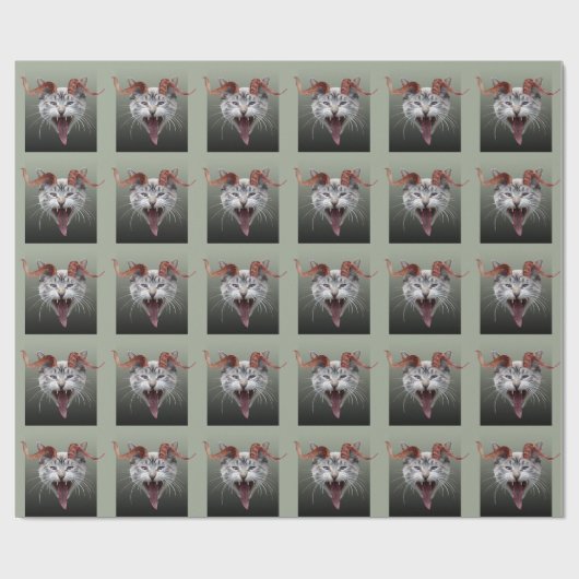 Krampus Cat Wrapping Paper Cadeaupapier (Vlak)