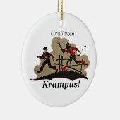 Krampus Chases Kind Keramisch Ornament (Rechts)
