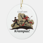 Krampus Chases Kind Keramisch Ornament (Links)