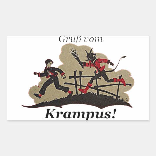 Krampus Chases Kind Rechthoekige Sticker (Voorkant)