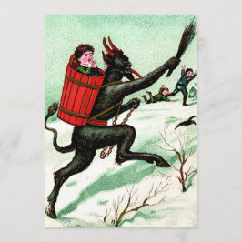 Krampus Chasing Bad Children Winter Snow