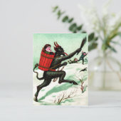 Krampus Chasing Bad Children Winter Snow Briefkaart (Staand voorkant)