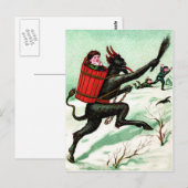 Krampus Chasing Bad Children Winter Snow Briefkaart (Voorkant / Achterkant)