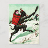 Krampus Chasing Bad Children Winter Snow Briefkaart (Voorkant)