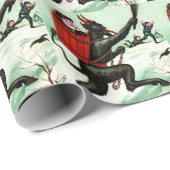 Krampus Chasing Bad Children Winter Snow Cadeaupapier (Rol Hoek)