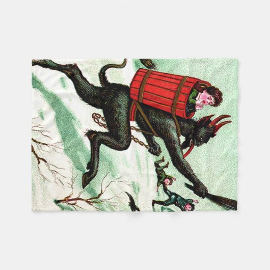 Krampus Chasing Bad Children Winter Snow Fleece Deken (Voorkant (Horizontaal))