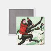 Krampus Chasing Bad Children Winter Snow Magneet (Voorkant / Achterkant)