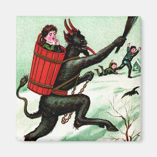 Krampus Chasing Bad Children Winter Snow Magneet (Voorkant)