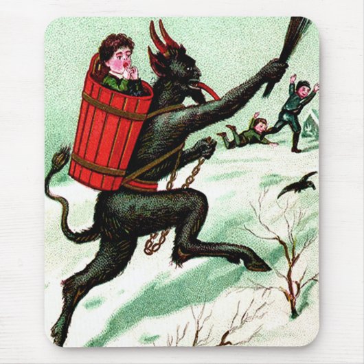 Krampus Chasing Bad Children Winter Snow Muismat (Voorkant)