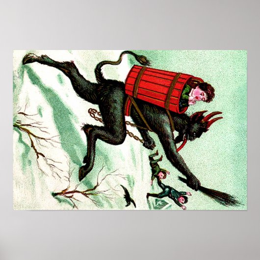Krampus Chasing Bad Children Winter Snow Poster (Voorkant)