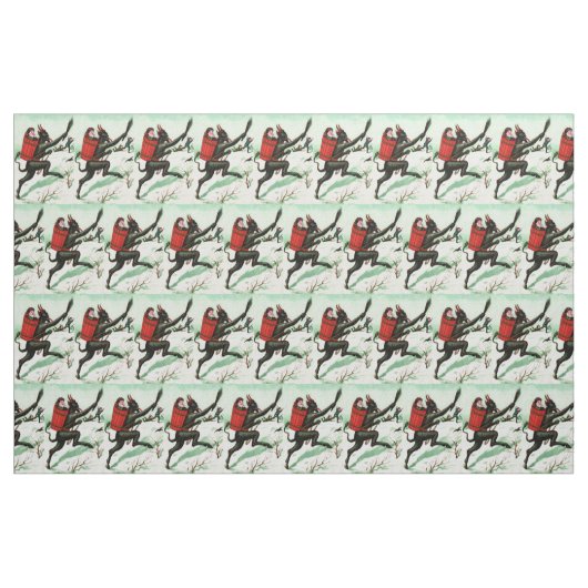 Krampus Chasing Bad Children Winter Snow Stof (Yard (91,4 cm))