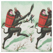 Krampus Chasing Bad Children Winter Snow Stof (Swatch)