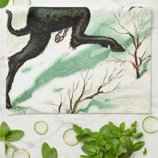 Krampus Chasing Bad Children Winter Snow Theedoek (Gevouwen)