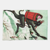 Krampus Chasing Bad Children Winter Snow Theedoek (Horizontaal)