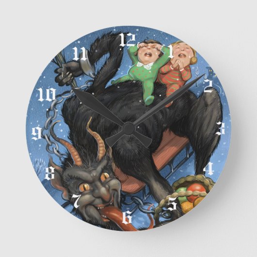 Krampus Clock Ronde Klok (Voorkant)