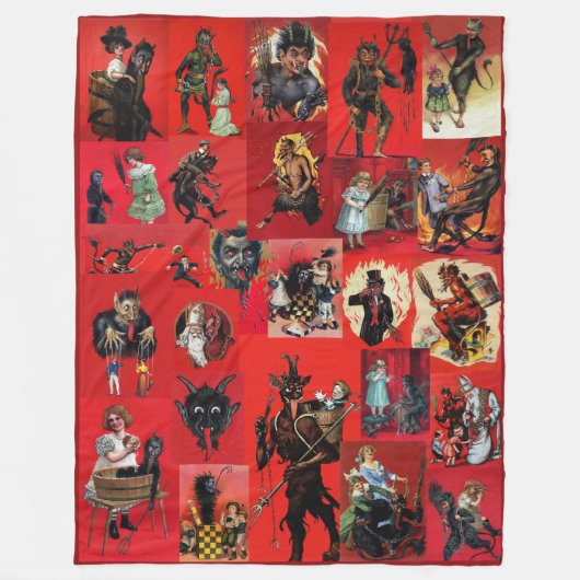  Krampus Collage Fleece Deken (Voorkant)