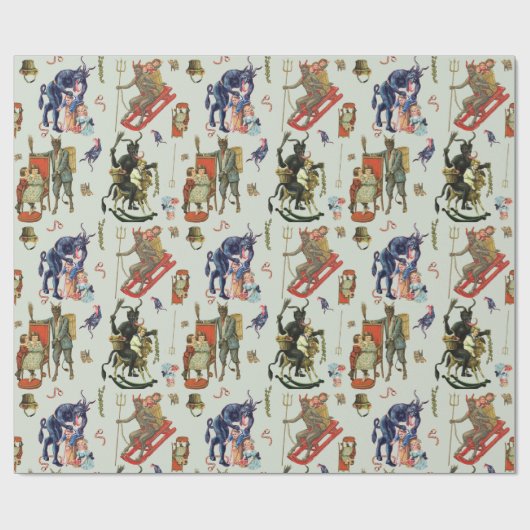Krampus Collage Wrapping Paper Cadeaupapier (Vlak)