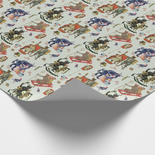 Krampus Collage Wrapping Paper Small Pattern Cadeaupapier (Hoek)