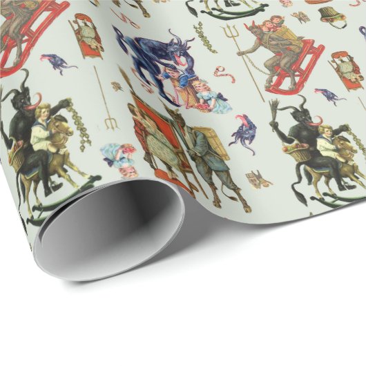 Krampus Collage Wrapping Paper Small Pattern Cadeaupapier (Rol Hoek)