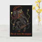 Krampus Dark Christmas Merry Krampus Holiday Horro Kaart (Gele Bloem)