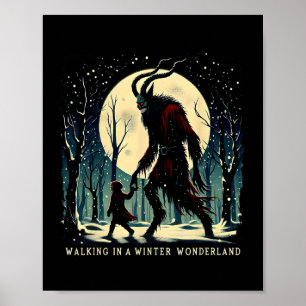 Krampus Dark Winter Vakantie Wandelen in een Winte Poster
