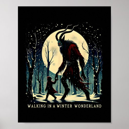 Krampus Dark Winter Vakantie Wandelen in een Winte Poster (Voorkant)
