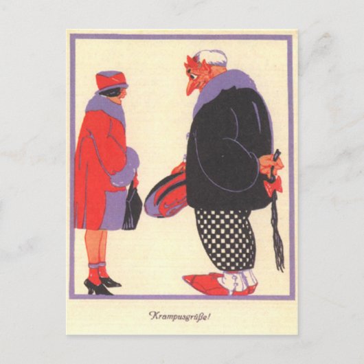 Krampus & Datum Briefkaart (Voorkant)
