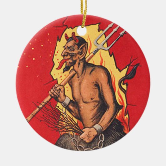 Krampus Demon Devil Pitchfork Switch Keramisch Ornament (Voorkant)