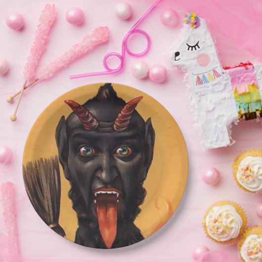 Krampus Devil Kerstmis Papieren Bordje (Feest)