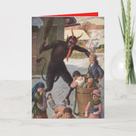 Krampus die de Winter van de Kinderen van de Feestdagen Kaart