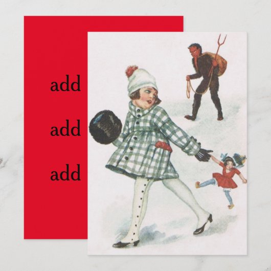 Krampus die een klein meisje achtervolgt met Doll (Voorkant / Achterkant)