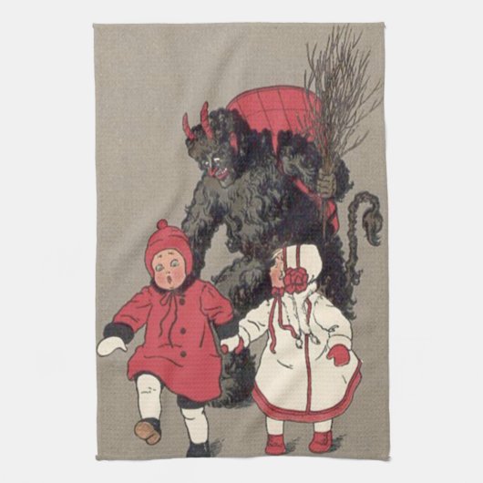Krampus die kinderen achterna zit Switch Theedoek (Verticaal)