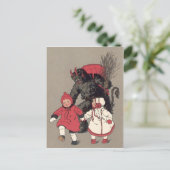 Krampus die Kinderen achtervolgt Briefkaart (Staand voorkant)
