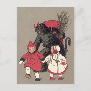 Krampus die Kinderen achtervolgt Briefkaart