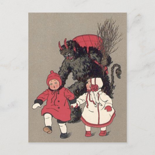 Krampus die Kinderen achtervolgt Briefkaart (Voorkant)