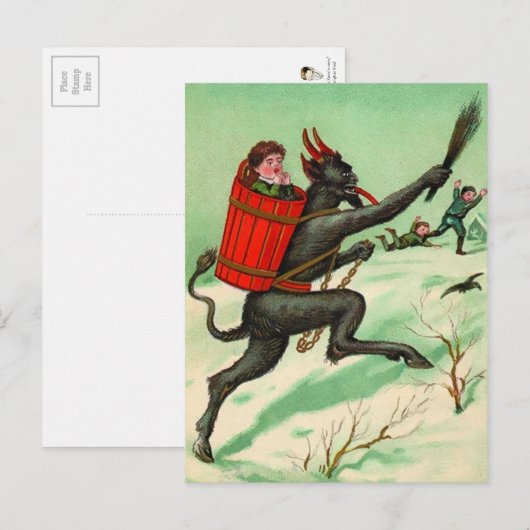  Krampus die kinderen achtervolgt Briefkaart (Voorkant / Achterkant)