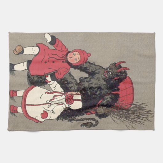 Krampus die Kinderen achtervolgt Theedoek (Horizontaal)